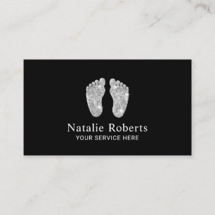 Carte De Visite Parties scintillant argent moderne pieds nounou Ba