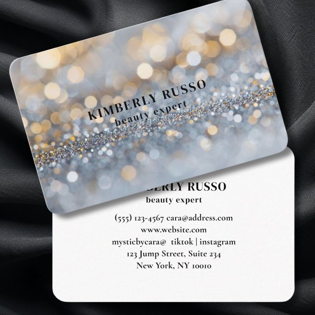 Carte De Visite Parties scintillant, Argent, Or (Salon, Glitter, Silver, Gold Business Card)