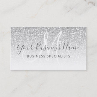 Carte De Visite Parties scintillant Argent Script Business Logo Mo