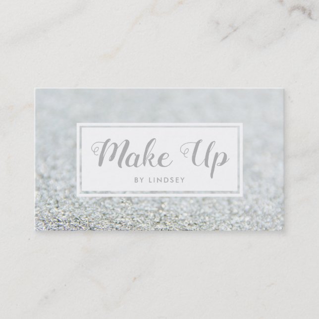Carte De Visite Parties scintillant Argent Sparkle Make Up Artiste (Devant)