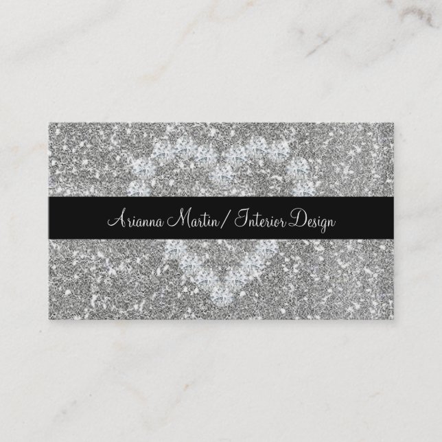 Carte De Visite Parties scintillant argent tendance Sparkly Diamon (Devant)