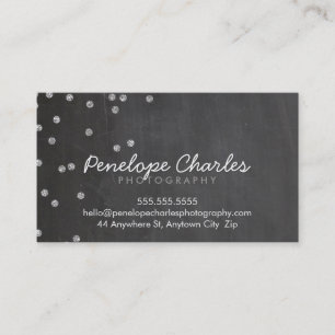 Carte De Visite PARTIES SCINTILLANT argenté MODERNE confetti point
