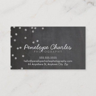 Carte De Visite PARTIES SCINTILLANT argenté MODERNE confetti point