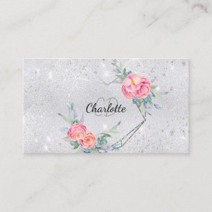 Carte De Visite Parties scintillant argentée beauté du maquillage