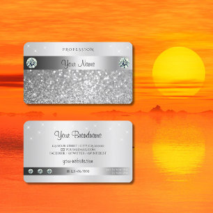 Carte De Visite Parties scintillant argentée brillante Étoiles 