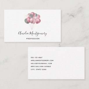 Carte De Visite Parties scintillant Balloon Bunch rose et argent