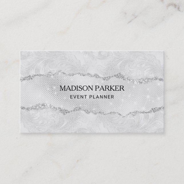 Carte De Visite Parties scintillant blanche (Devant)