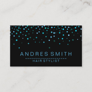 Carte De Visite Parties scintillant Bleu Noir Faux Foil Confetti L