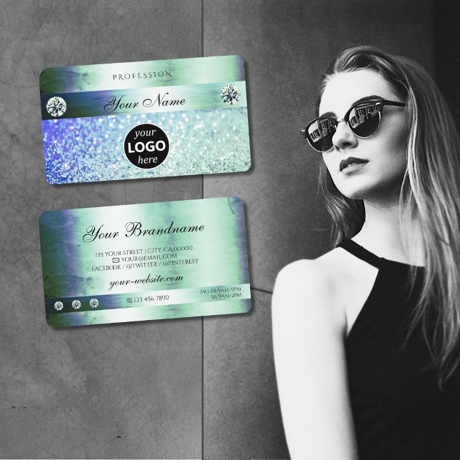 Carte De Visite Parties scintillant bleu Turquoise brillant Étoile (Créateur téléchargé)