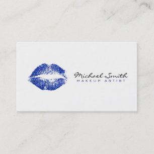 Carte De Visite Parties scintillant bleue lèvres stylisées maquill