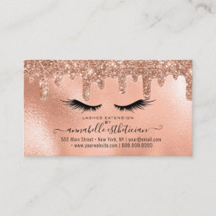 Carte De Visite Parties scintillant Blush Gold Eyelash Extension F