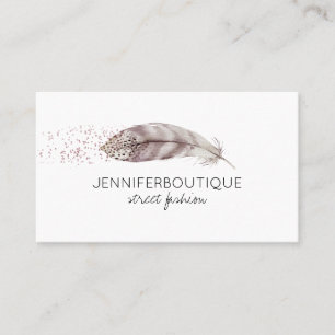 Carte De Visite Parties scintillant Boho en plumes Aquarelle Rusti
