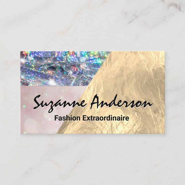 Carte De Visite Parties scintillant Bokeh et Gold Foil | Style (Devant)