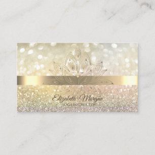 Carte De Visite Parties scintillant Bokeh Gold, Lotus Flower Yoga