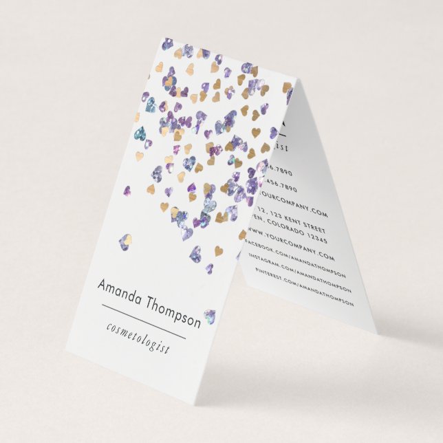 Carte De Visite Parties scintillant cardiaque holographique Faux (Devant)