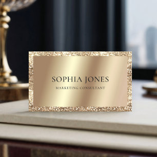 Carte De Visite Parties scintillant Champagne Gold Frame Luxe