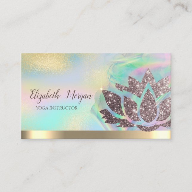 Carte De Visite Parties scintillant Chic Lotus Holographic Enk Yog (Devant)