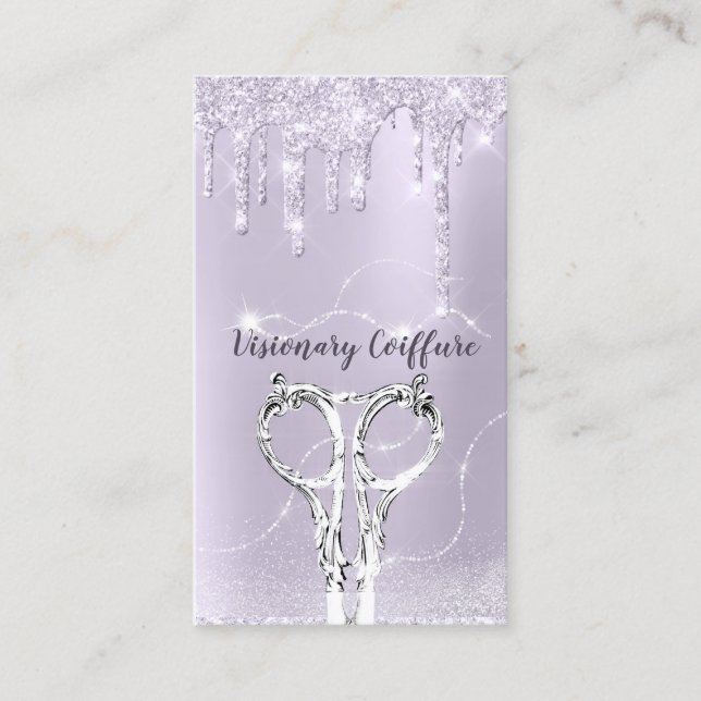 Carte De Visite Parties scintillant Coiffure Styliste Lavender Dri (Devant)