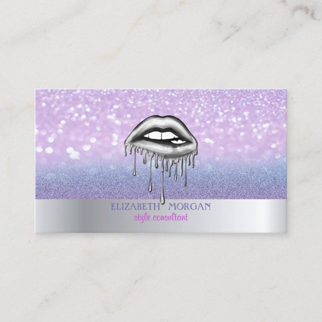 Carte De Visite Parties scintillant Cool moderne Bokeh Ombre Lips  (Devant)