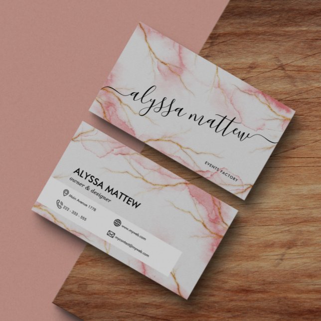 Carte De Visite Parties scintillant couleur or rose rose brillante (Créateur téléchargé)