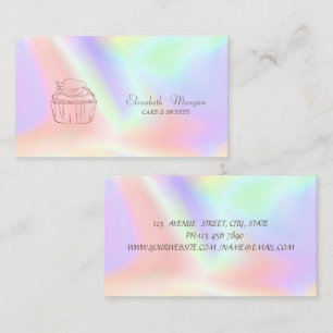 Carte De Visite Parties scintillant Cupcake Boulangerie Holographi