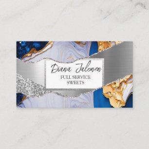 Carte De Visite Parties scintillant d'argent bleu do-it-yourself b
