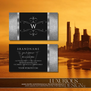 Carte De Visite Parties scintillant d'argent noir de l'oeil qui s'