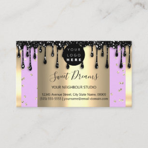 Carte De Visite Parties scintillant de cadre Confetti Gold Drives