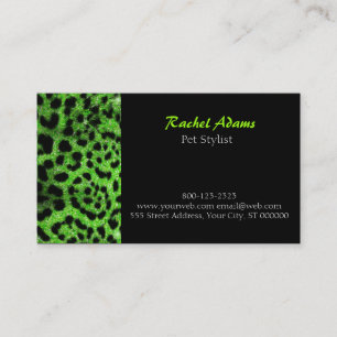 Carte De Visite Parties scintillant de chaux Cheetah Pet Groomer