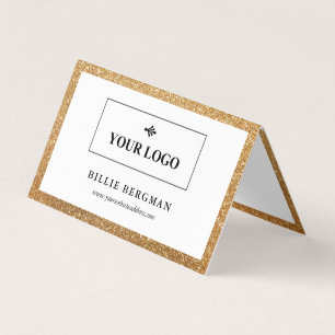 Carte De Visite Parties scintillant de Faux Gold Logo et photo des