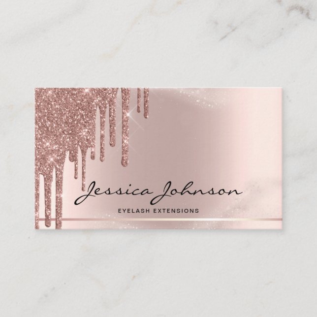 Carte De Visite Parties scintillant de Glam Rosegold goutte Eyelas (Devant)