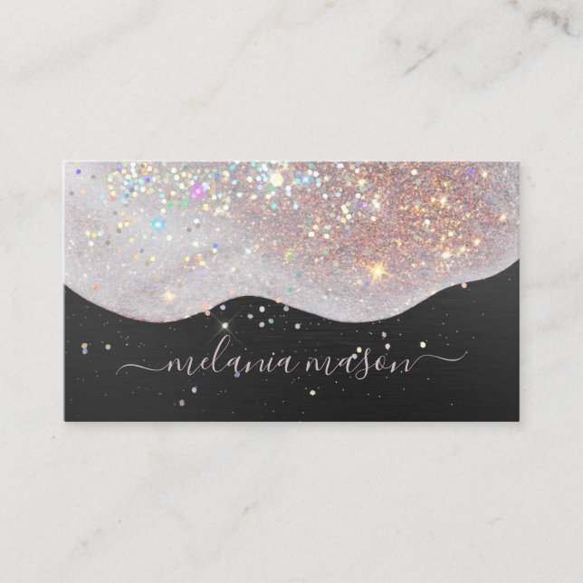 Carte De Visite Parties scintillant de maquillage en or rose Artis (Devant)