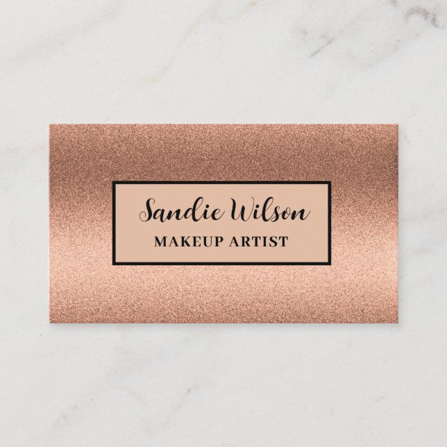 Carte De Visite Parties scintillant de salon rose Gold et Black Ma (Devant)