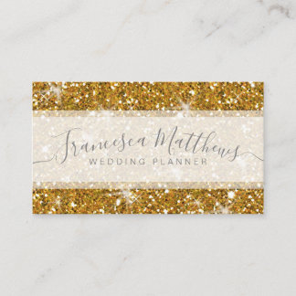 Carte De Visite Parties scintillant de script Giric Chic Faux Gold