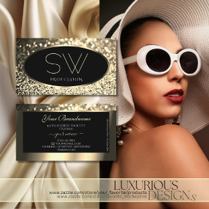 Carte De Visite Parties scintillant d'étincelle en or noir de lux