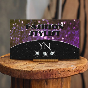 Carte De Visite Parties scintillant d'étincelle violette noire qui