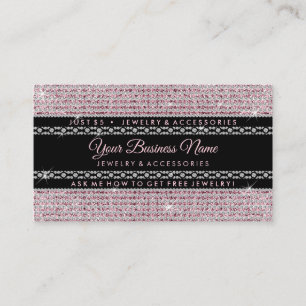 Carte De Visite Parties scintillant Diamants roses Signature Bijou
