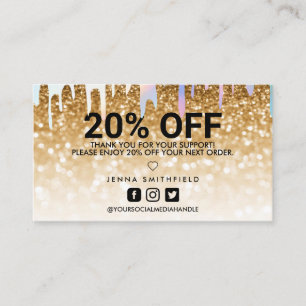 Carte De Visite Parties scintillant d'or à la mode Salon Holo Mer