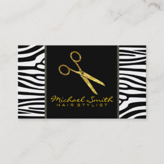 Carte De Visite Parties scintillant d'or Ciseaux de cheveux Stylis