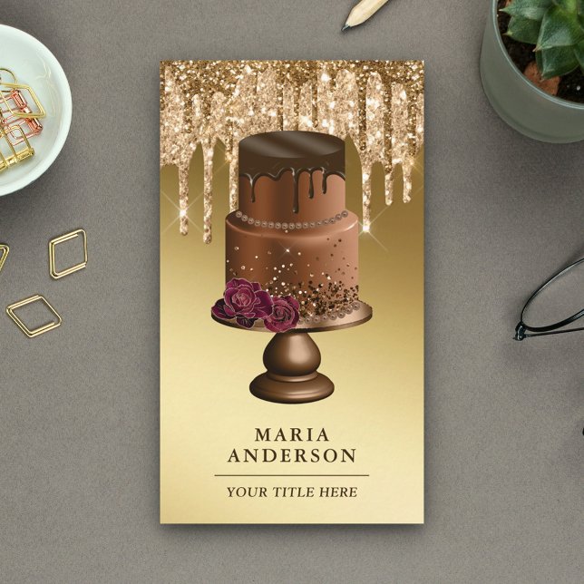 Carte De Visite Parties scintillant d'or Drives Custom Chocolate B (Créateur téléchargé)
