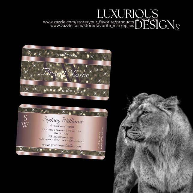 Carte De Visite Parties scintillant d'or Étoiles Étoiles Initiales (Créateur téléchargé)