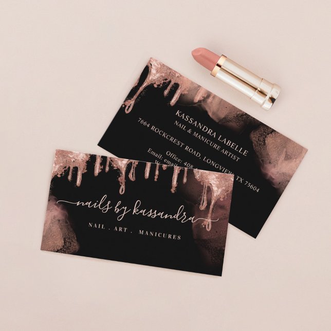 Carte De Visite Parties scintillant d'or Glam Nail Art Manicure Sa (Créateur téléchargé)