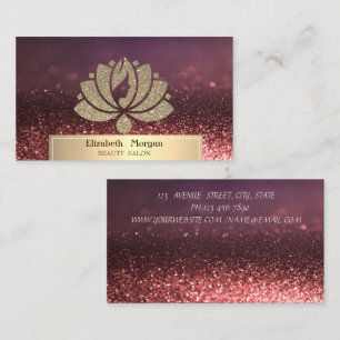 Carte De Visite Parties scintillant d'or Lotus Bokeh Beauty Salon