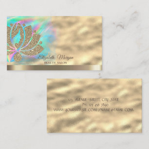 Carte De Visite Parties scintillant d'or Lotus Holographic Ink Bea