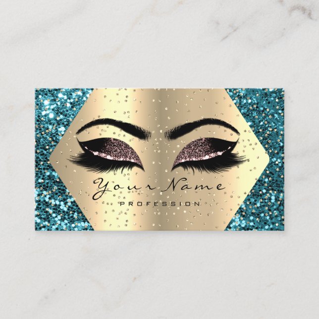 Carte De Visite Parties scintillant d'or maquillage artiste Lash B (Devant)