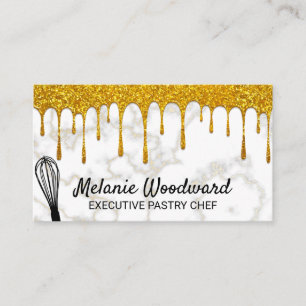 Carte De Visite Parties scintillant d'or Marbre et Whisk d'or