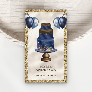 Carte De Visite Parties scintillant d'or Marine Blue Cake Balloons