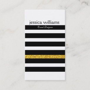 Carte De Visite Parties scintillant d'or moderne Black Stripes arr