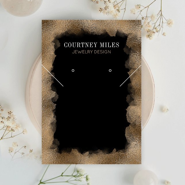 Carte De Visite Parties scintillant d'or noir Boucles d'oreilles m (Black and gold glitter rectangle jwerly display tags)