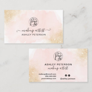 Carte De Visite Parties scintillant d'or ombre rose brosse logo ma